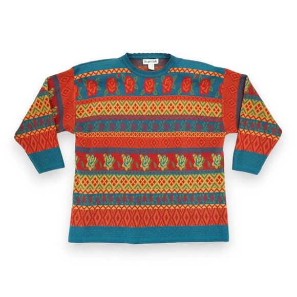 Vintage 90s Jacque & Koko Womens Sweater All Over Abstract Pattern Size 22/24 - Picture 1 of 3
